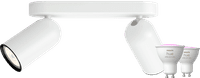 Philips Pongee opbouwspot - 2 spots - wit + Philips Hue White and Color GU10 (2x)
