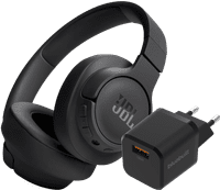 JBL Tune 720BT Zwart + BlueBuilt Quick Charge Oplader met Usb A Poort 18W Zwart