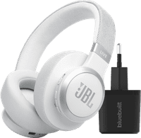 JBL Live 770NC Wit + BlueBuilt Quick Charge Oplader met Usb