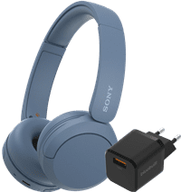 Sony WH-CH520 Blauw + BlueBuilt Quick Charge Oplader met Usb A Poort 18W Zwart