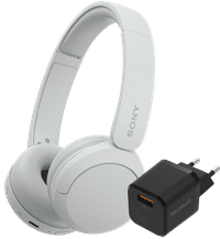 Sony WH-CH520 White + BlueBuilt Quick Charge Charger with USB-A Port 18W Black