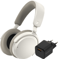 Sennheiser Accentum Plus Wireless White + BlueBuilt Quick Charge Charger USB-A Port 18W Black