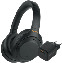 Sony WH-1000XM4 Schwarz + BlueBuilt Quick-Charge-Ladegerät mit USB-A-Port 18 W Schwarz