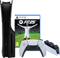 PlayStation 5 Slim Disc Edition + FC 25 + Covers Zwart + Oplaadstation