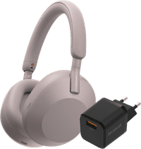 Sony WH-1000XM5 Roze + BlueBuilt Quick Charge Oplader met Usb A Poort 18W Zwart