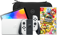 Nintendo Switch OLED Wit + Mario Party Jamboree + BlueBuilt Beschermhoes