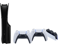 PlayStation 5 Slim Disc Edition + Covers Black + Extra Controller White + Charging Dock