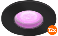 Philips Hue Xamento badkamer inbouwspot White and Color - Zwart - Rond 12-pack