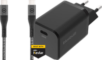 BlueBuilt Power Delivery Charger with USB-C Port 65W Black + USB-C to USB-C Cable 1.5m