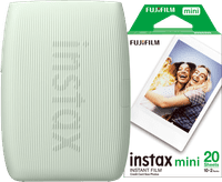 Instax Mini Link 3 Sage Green + Fujifilm Instax Mini Colorfilm Glossy (20 stuks)