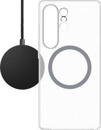 BlueBuilt Qi2 Wireless Charger 15W Black + S25 Ultra Back Cover with Magnet Transparent