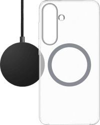 BlueBuilt Qi2 Wireless Charger 15W Black + S25 Plus Back Cover with Magnet Transparent