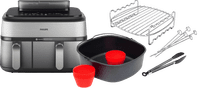 Philips 5000 Series Dual Basket NA555/00 + Double Layer Cooking Set + Master Baking Set