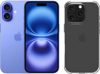 Apple iPhone 16 128GB Blauw + BlueBuilt Protective Back Cover Transparant