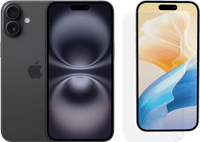 Apple iPhone 16 128GB Zwart + BlueBuilt Screenprotector Glas