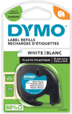 DYMO LetraTag 12mm x 4m Zwart Wit Labels