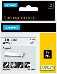 DYMO Rhino 19mm x 5,5m Zwart Wit Vinyl Labels