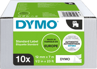DYMO D1 12mm x 7m 10 tapes Zwart Wit Labels