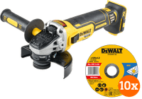 DeWalt DCG405NT-XJ (zonder accu) + DeWalt Doorslijpschijf INOX 125x1x22,2mm 10 stuks