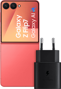 Samsung Galaxy Z Flip 7 256GB Rood 5G + Samsung Oplader 25 Watt Zwart