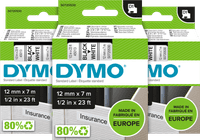 DYMO D1 12mm x 7m Zwart Wit Labels 3-pack