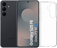 Samsung Galaxy S25 FE 256GB Zwart 5G + BlueBuilt Back Cover Transparant