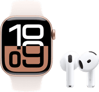 Apple Watch Series 10 42mm Rose Gold Sport Band S/M + AirPods 4 Active Noise Canceling