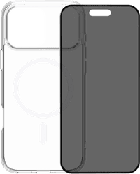 BlueBuilt Protective Back Cover met MagSafe iPhone 17 Pro Max Transparant + BlueBuilt iPhone 17 Pro Max Privacy Screenprotector Glas