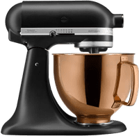 KitchenAid Artisan Mixer 5KSM125EBM Matte Black + Design Mixing Bowl Copper