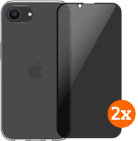 BlueBuilt Back Cover iPhone 16e Transparant + Privacy Filter Screenprotector Glas Duo Pack