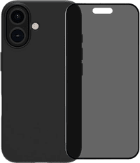 BlueBuilt Back Cover iPhone 16 Zwart + Privacy Filter Screenprotector Glas