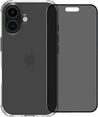 BlueBuilt Protective Back Cover iPhone 16 Transparant + Privacy Screenprotector Glas