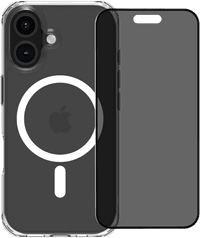 BlueBuilt Protective Cover met MagSafe iPhone 16 Transparant + Privacy Screenprotector