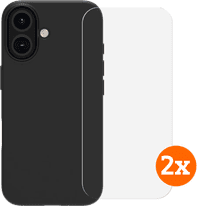 BlueBuilt Back Cover iPhone 16 Zwart + Screenprotector Glas Duo Pack