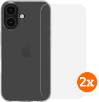 BlueBuilt Back Cover iPhone 16 Transparant + Screenprotector Glas Duo Pack