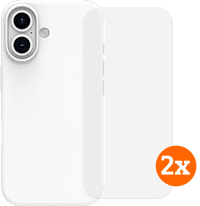 BlueBuilt Back Cover iPhone 16 Wit + Screenprotector Glas Duo Pack