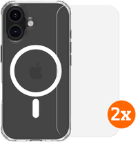 BlueBuilt Protective Cover met MagSafe iPhone 16 Transparant + Screenprotector Duo Pack