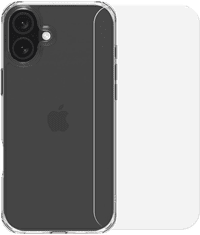 BlueBuilt Protective Back Cover iPhone 16 Plus Transparant + Screenprotector Glas