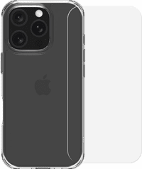 BlueBuilt Protective Back Cover iPhone 16 Pro Transparant + Screenprotector Glas