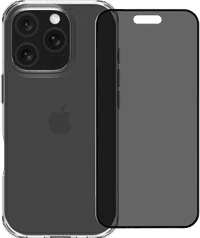 BlueBuilt Protective Back Cover iPhone 16 Pro Transparant + Privacy Screenprotector Glas