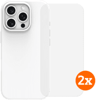 BlueBuilt Back Cover iPhone 16 Pro Wit + Screenprotector Glas Duo Pack