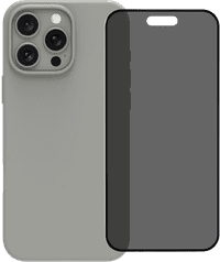 BlueBuilt Back Cover iPhone 16 Pro Max Grijs + Privacy Filter Screenprotector Glas