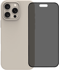 BlueBuilt Back Cover iPhone 16 Pro Max Beige + Privacy Filter Screenprotector Glas