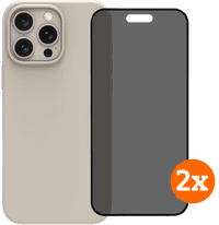 BlueBuilt Back Cover iPhone 16 Pro Max Beige + Privacy Filter Screenprotector Duo Pack