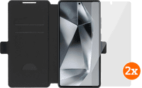 BlueBuilt Samsung Galaxy S25 Ultra Book Case Zwart + Screenprotector Glas Duo Pack