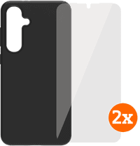 BlueBuilt Samsung Galaxy S24 FE Back Cover Zwart + Screenprotector Glas Duo Pack