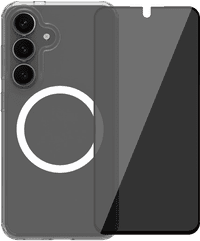 BlueBuilt Back Cover Samsung Galaxy S25 Transparant+BlueBuilt Privacy Screenprotector Glas