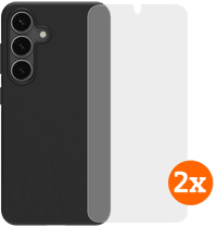 BlueBuilt Samsung Galaxy S25 Back Cover Zwart + Screenprotector Glas Duo Pack