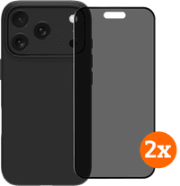 BlueBuilt Back Cover iPhone 17 Pro Zwart + Privacy Filter Screenprotector Duo Pack