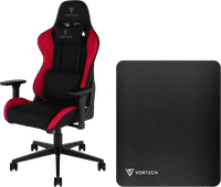Vortech Essential Gamestoel Rood + Vortech Vloermat Zwart